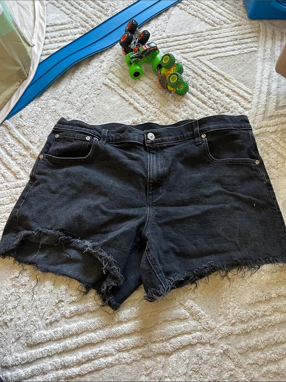 AYR the sure sure Women's Black Frayed Hem Denim Shorts